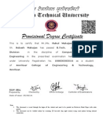 This Is To Certify That Mr./Ms. Rahul Mahajan Son/daughter of Sh. Subash Mahajan Has Passed B.Tech. Degree With First in The Discipline of