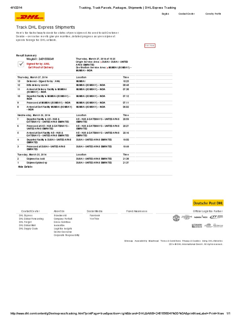 DHL Express Shipment Receipt 1 