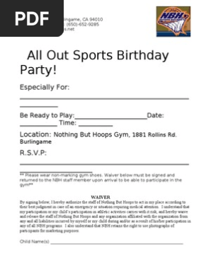 NBH All Sports Birthday Invite