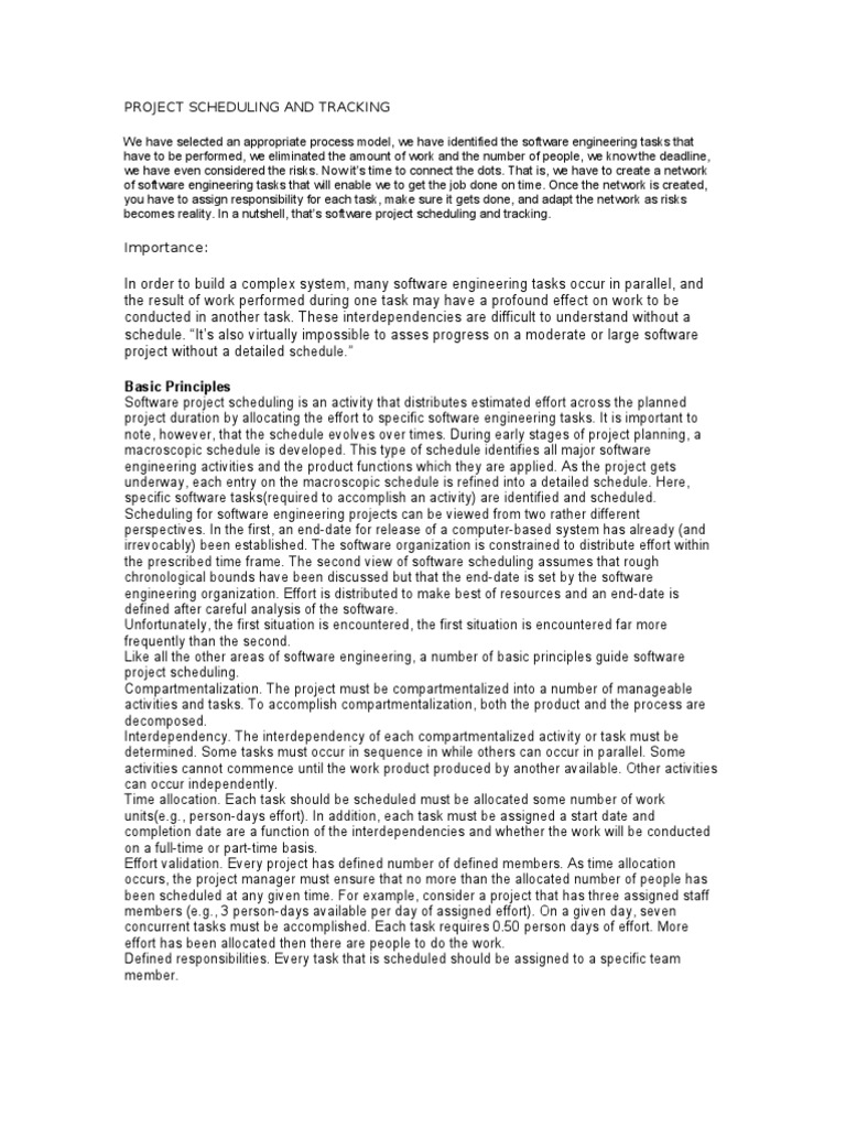 Software Project Scheduling Principles | PDF | Systems Science ...