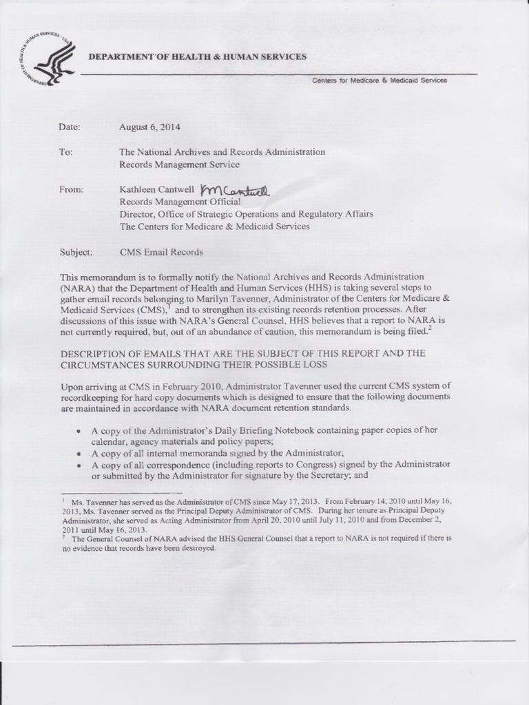 HHS CMS Letter On Missing Emails | PDF | Language Arts & Discipline ...