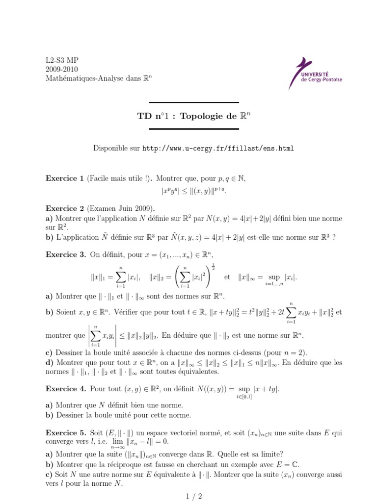 M3ar 1 Norme Mathematiques Algebre Generale