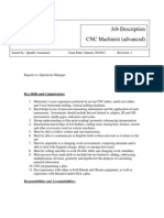 Job Description CNC Machinist (Advanced) : Key Skills and Competencies