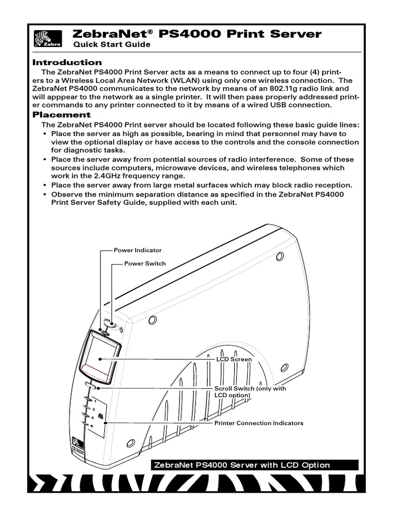 Ps4000 Print Server Quick Start Guide PDF Power Supply