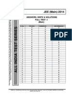 Aits-2014-Full Test-i Main Paper Solution Answer Solution
