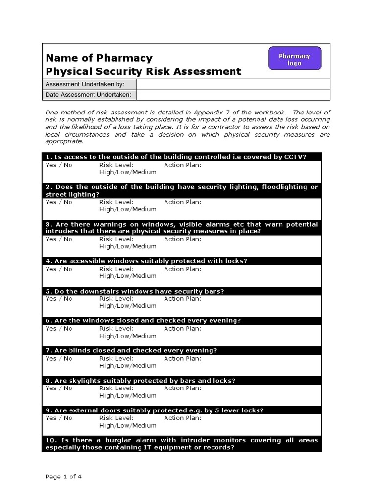 Physical Security Risk Assessment In Physical Security Risk Assessment Report Template
