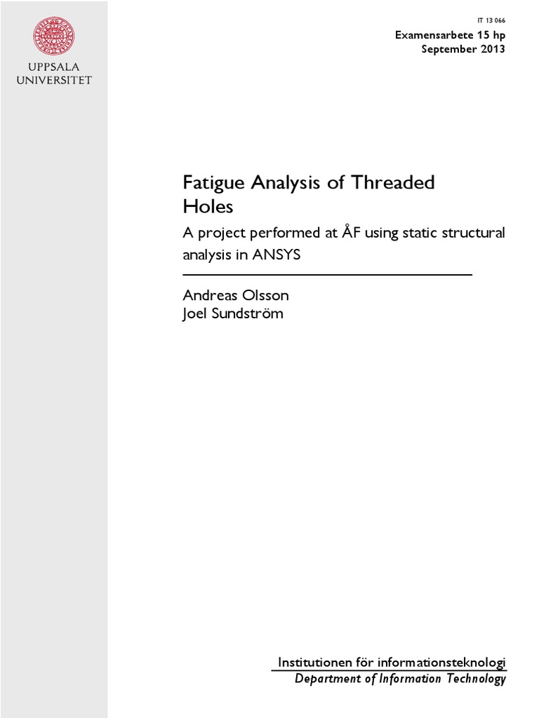 Fatigue Analysis of Threaded Holes PDF Linear Elasticity