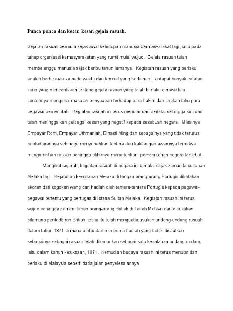 Kesan Rasuah Kepada Masyarakat Lertyi