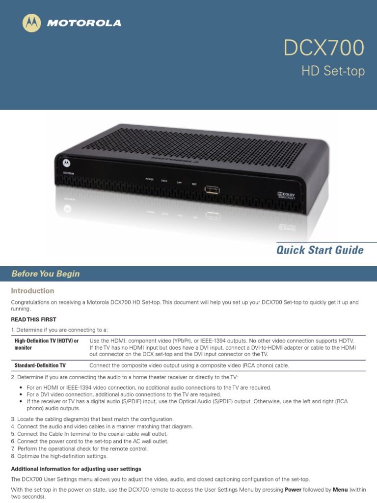 Motorola DCX700 | PDF