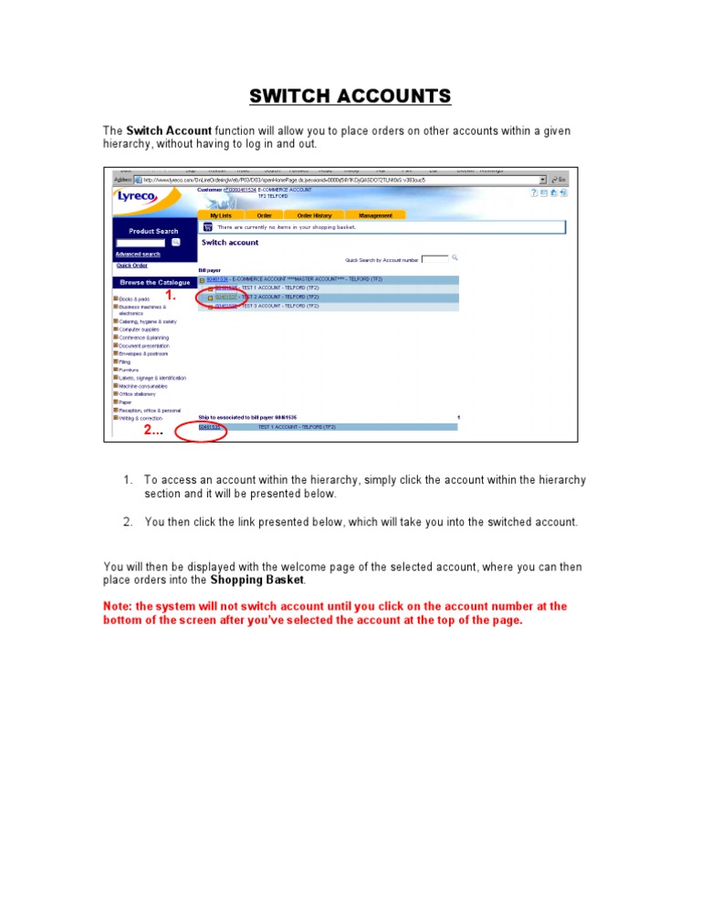 Switch Accounts for Easy Ordering | PDF | Business | Finance & Money ...