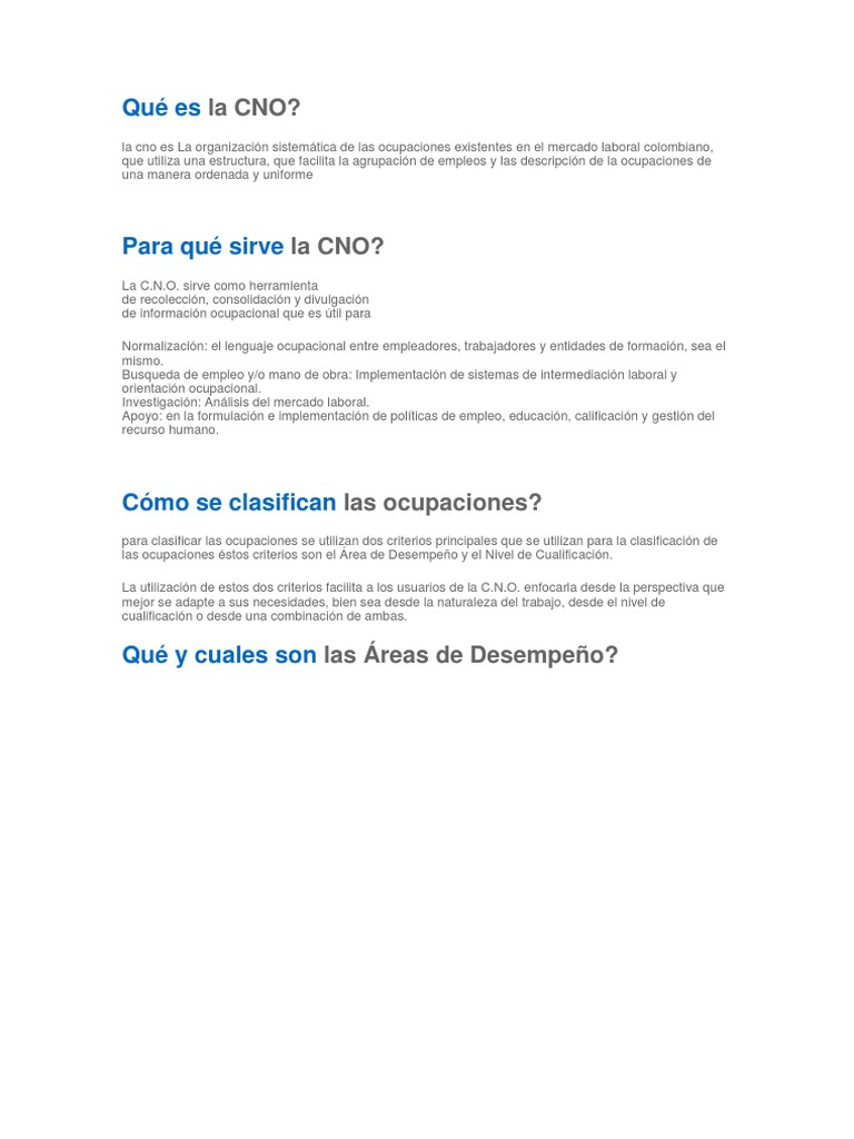 Definición y Función de la CNO | PDF | Derecho laboral | Recursos humanos