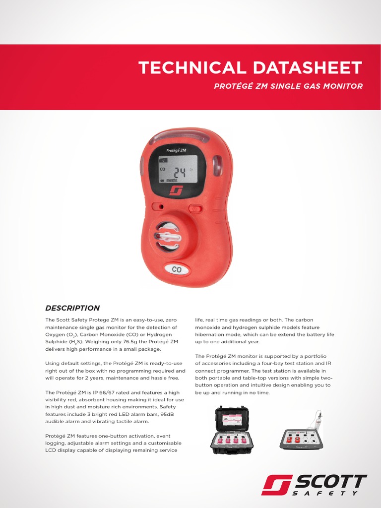 Portable Gas Detector Protege ZM Datasheet ANZ PDF Calibration