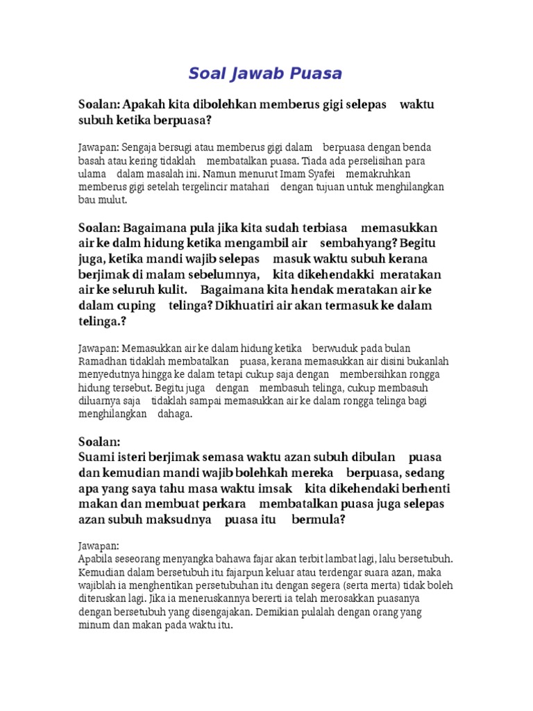 Soal Jawab Puasa