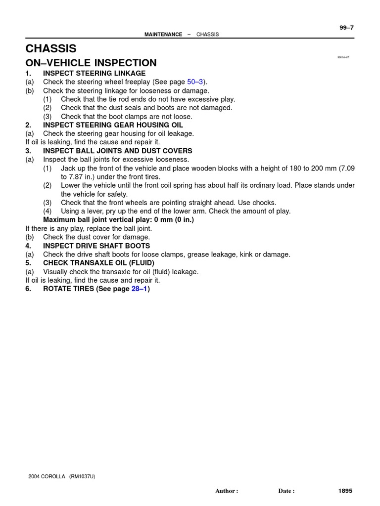 Chassis: On-Vehicle Inspection | PDF