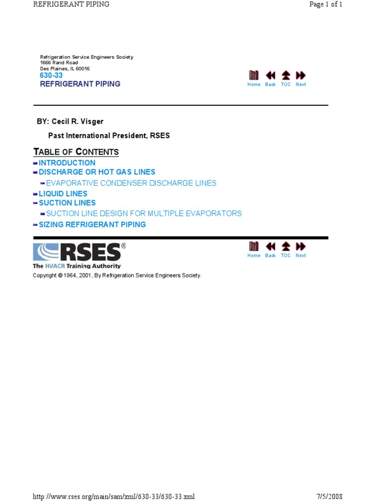 63033 Refrigerant Piping by Rses PDF Heat Exchanger Refrigeration