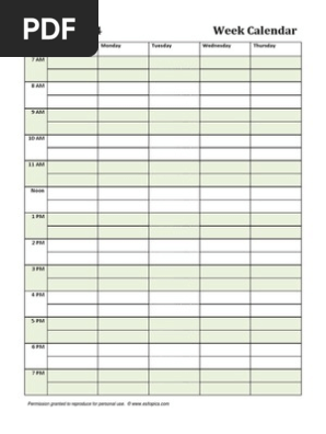 ESL TOPICS-Week Calendar Sun