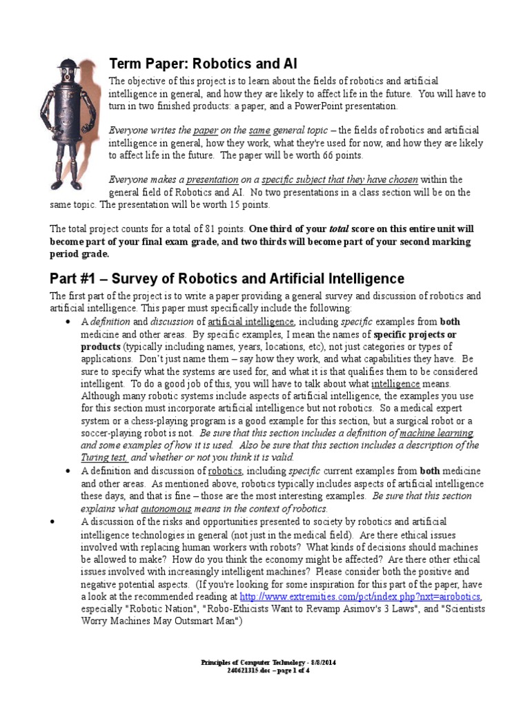 AI and Robotics Project Guidelines | PDF