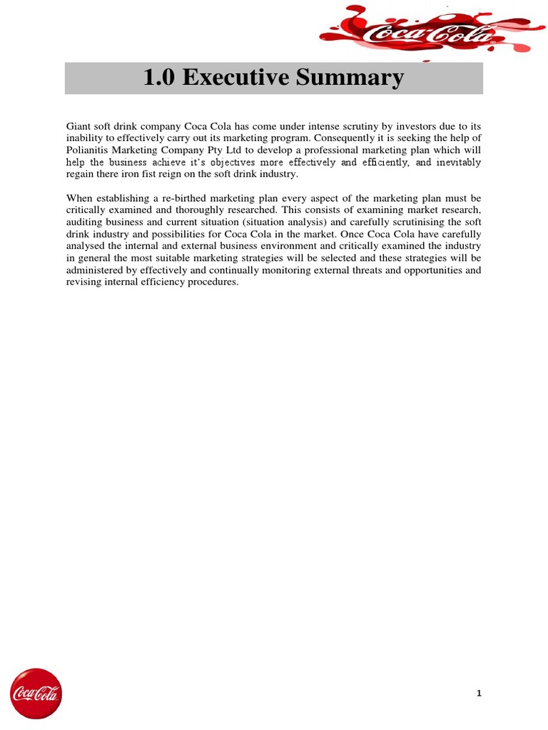 Coca-Cola Marketing Plan Overview | PDF | Pepsi Co | Coca Cola