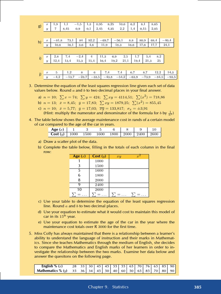Least Squares Regression Analysis Guide | PDF