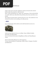 Short Notes on MINERALS
