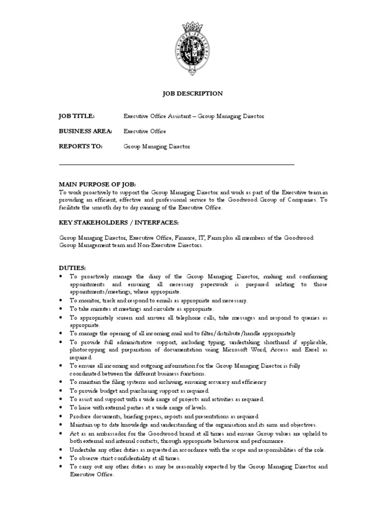 Managing Director Job Description Program Director Job Description