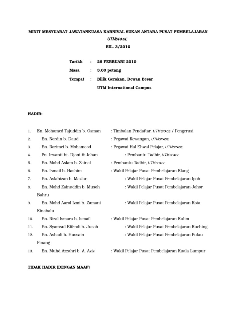 Minit Mesyuarat Pdf