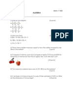 Algebra 2 Sol