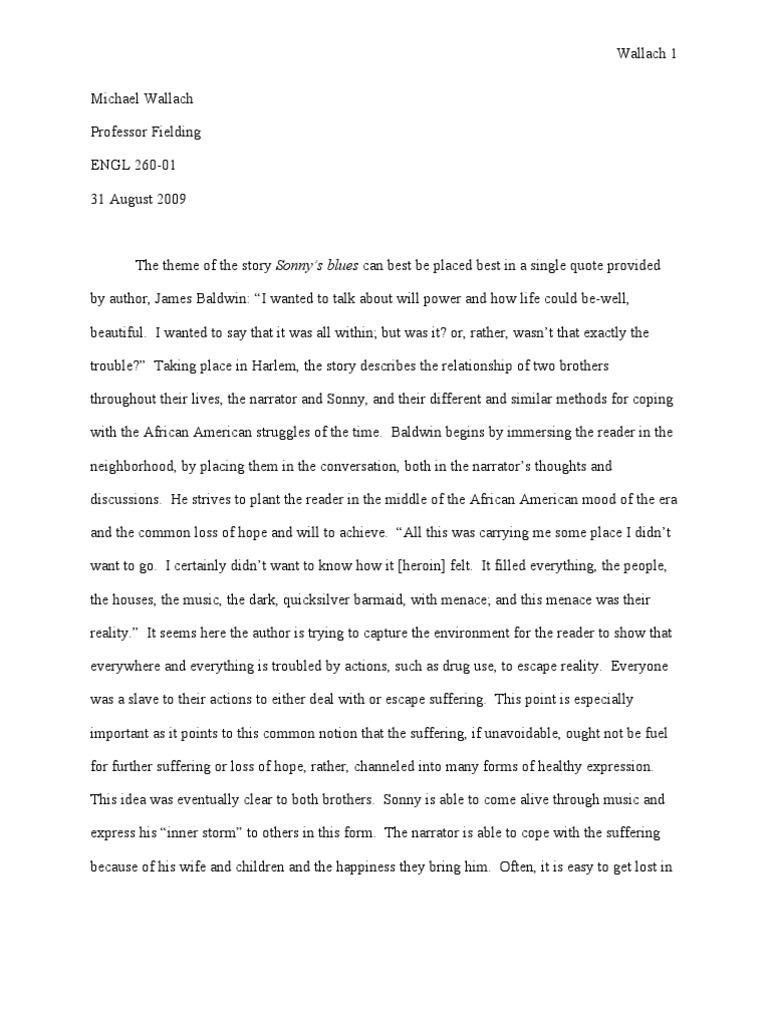 Реферат: Sonny S Blues Essay Essay Research Paper