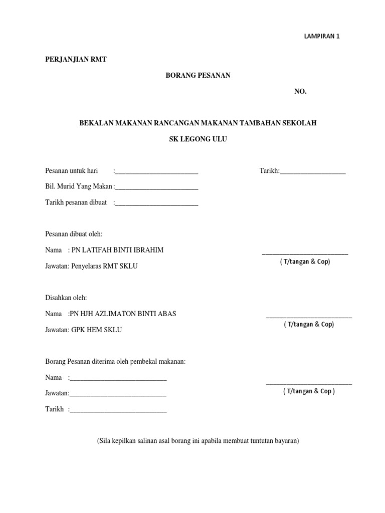 Borang Pseanan Harian Rmt Pdf