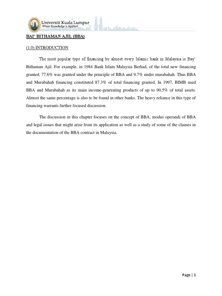 BBA Financing in Islamic Banking Malaysia | PDF | Islamic Banking And ...