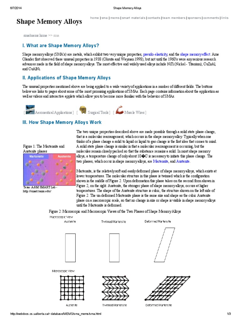 Shape Memory Alloys | PDF | Shape Memory Alloy | Metals