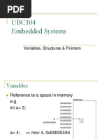 UBC104 Embedded Systems: Variables, Structures & Pointers