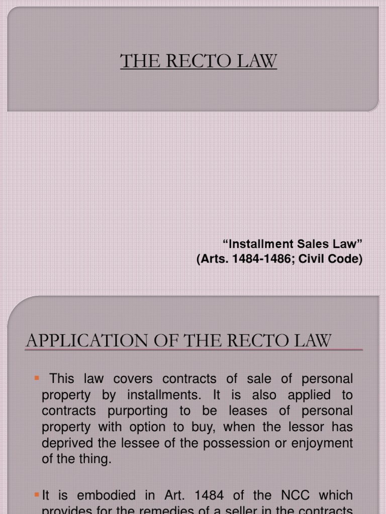 The Recto Law PDF Foreclosure Lease