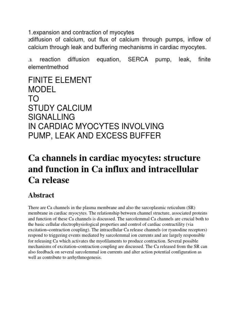 Calcium Signaling in Cardiac Myocytes | PDF