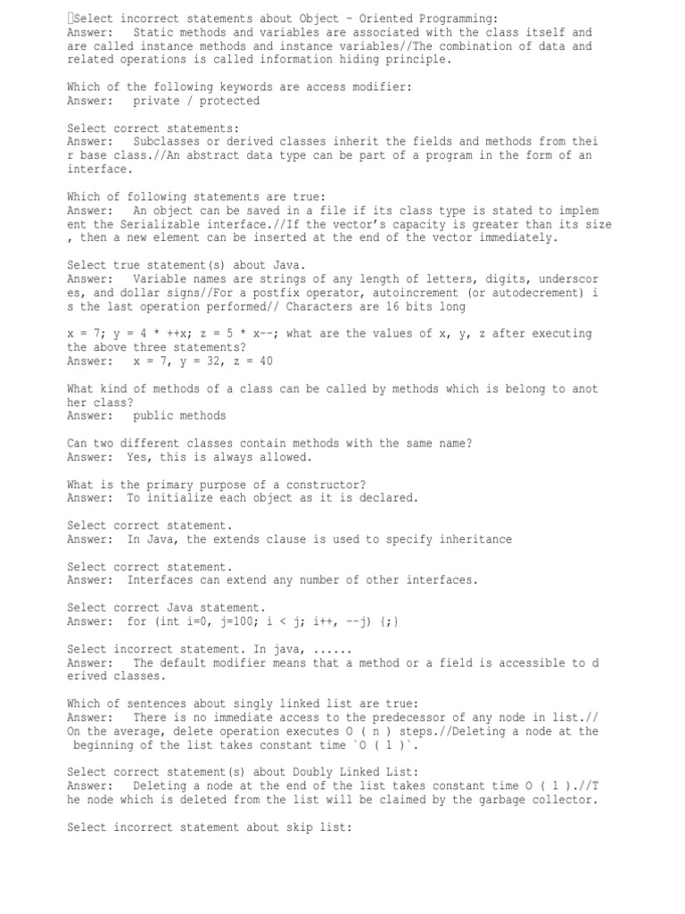 DSA Quiz | PDF | Inheritance (Object Oriented Programming) | Class ...