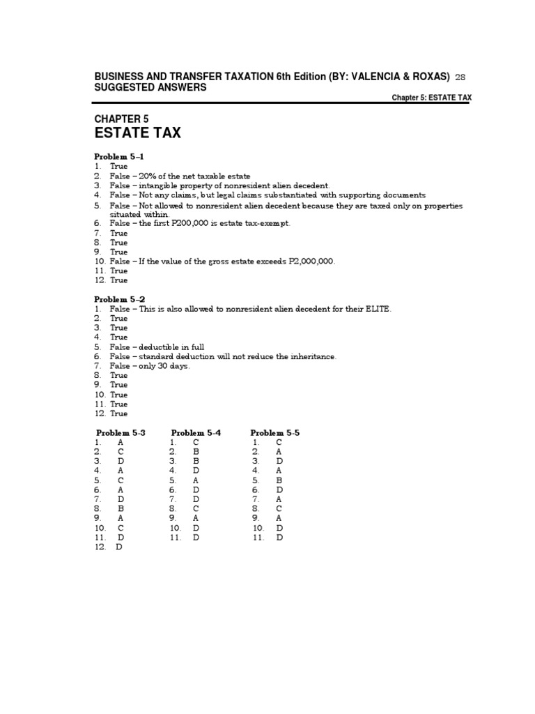 Chapter 5 Estate Tax2013 | PDF | Estate Tax In The United States | Tax ...
