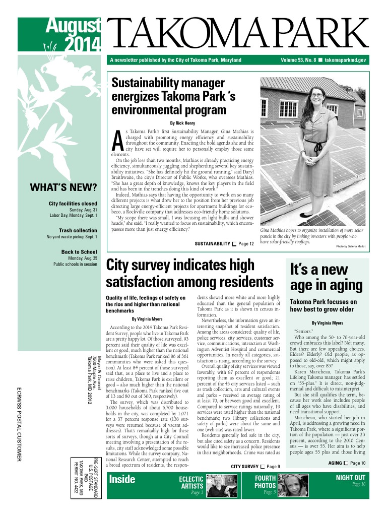 Takoma Park Newsletter August 2014 PDF Takoma Park Pet