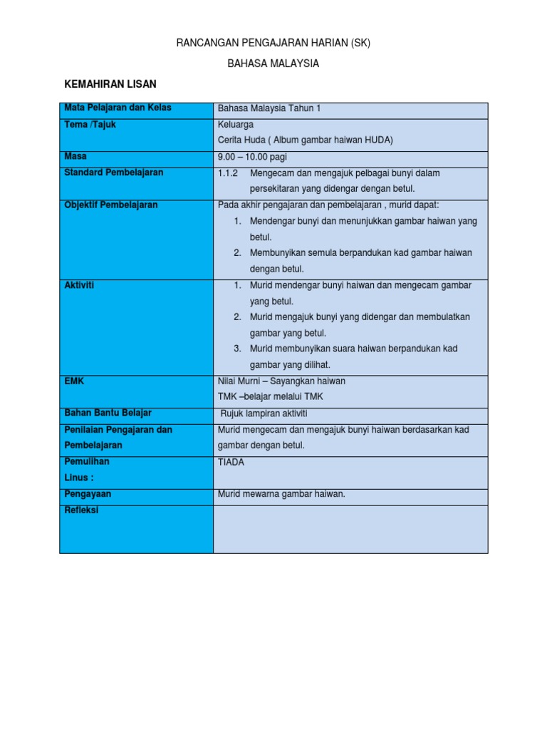 RPH Gambar Haiwan Huda | PDF