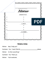 Session 2 - Restaurant - make a menu sheet