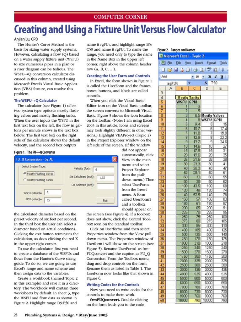 Creating a Fixture Unit to Flow Rate Conversion Calculator Using Visual ...