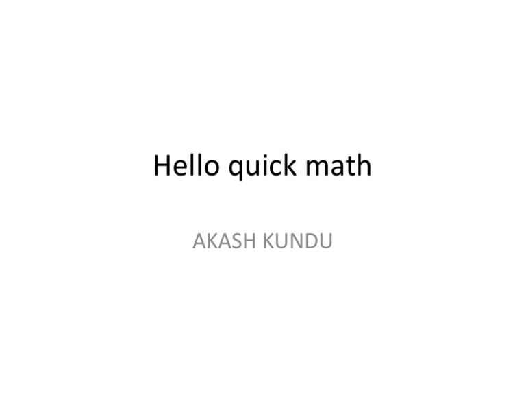 Quick Math | PDF