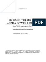Business Valuation of Alpha Power Limited: As of 30th September, 2009