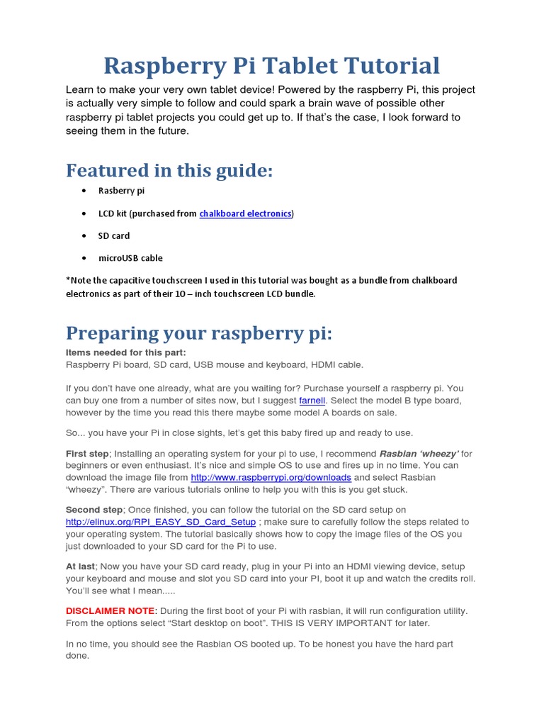 Build Your Own Raspberry Pi Tablet | PDF