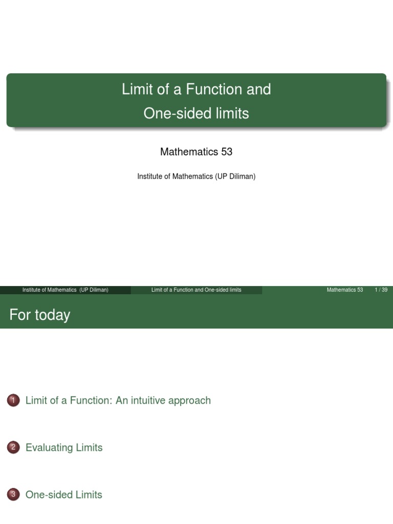 Understanding Function Limits and One-Sided Limits | PDF | Limit ...