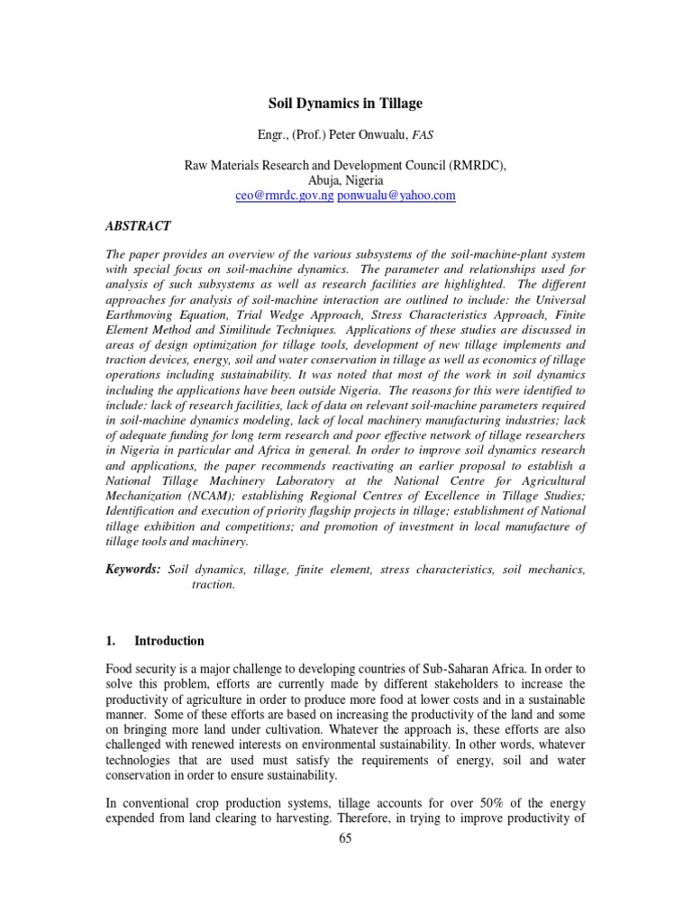 Soil Dynamics in Tillage Analysis | PDF | Tillage | Finite Element Method