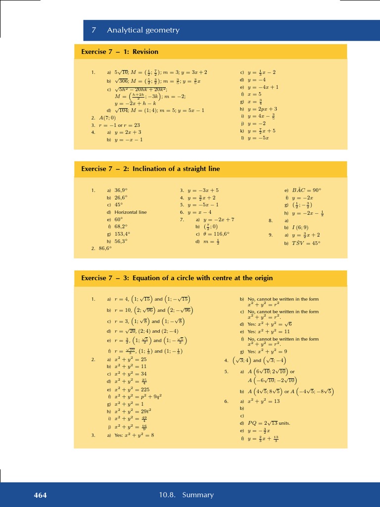 Analytical Geometry Exercises and Solutions | PDF
