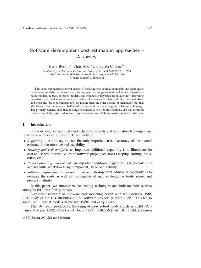 Software Engineering Cost Estimation | PDF | Software Development