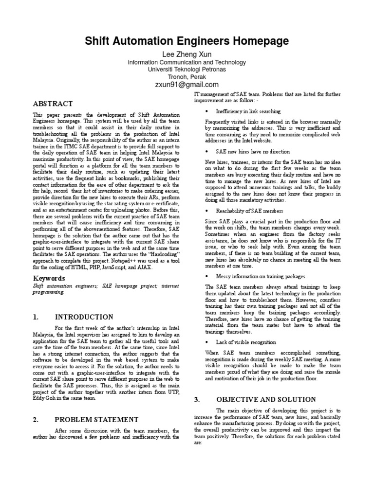 Shift Automation Engineers Homepage Development | PDF | Microsoft ...
