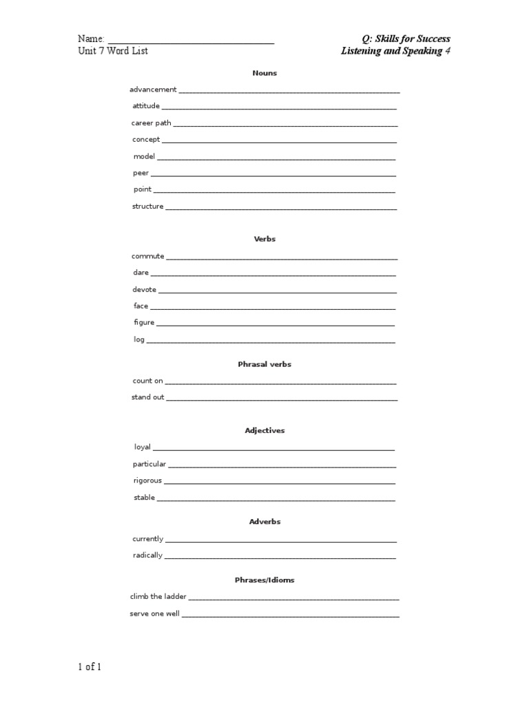 Q ls4 U7 Word List | PDF