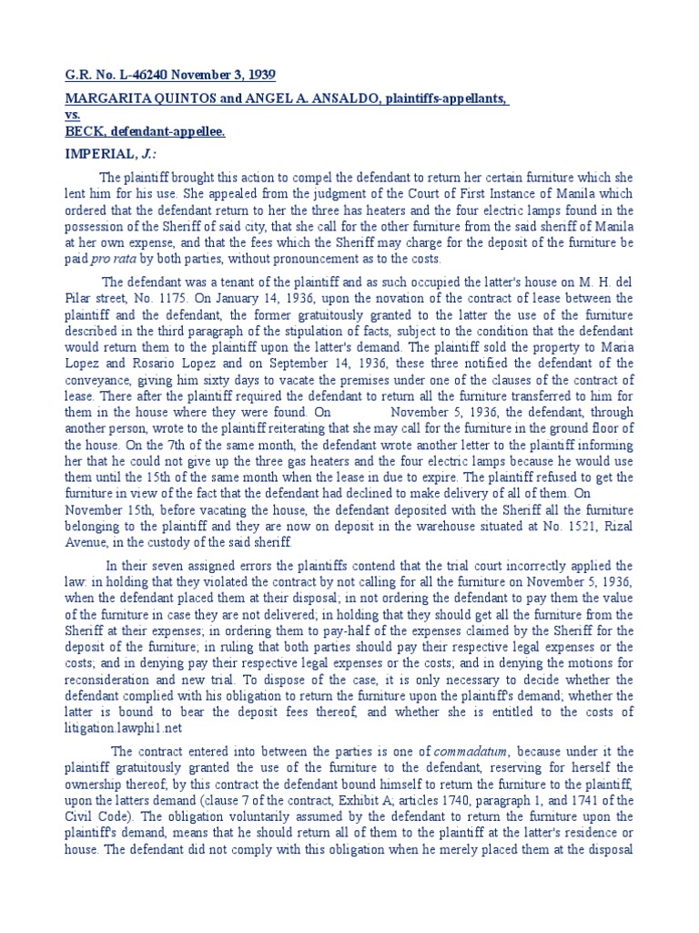 Quintos Vs Beck PDF Defendant Virtue